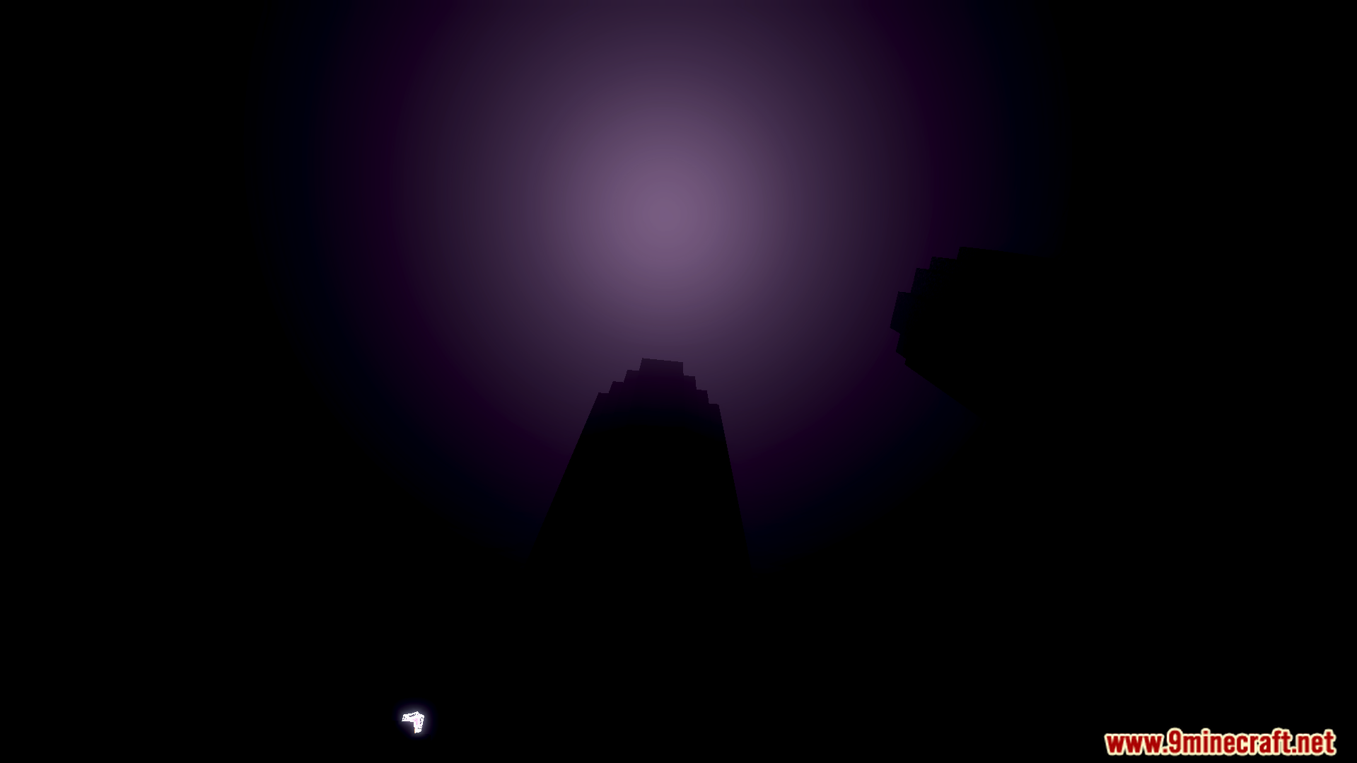 Klash Visuals Deferred PBR Texture Pack Screenshot 9 A dark scene with a purple glowing light source in the sky