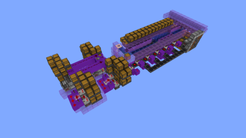 Automated TNT minecart crafting farm featuring chests and complex redstone circuitry