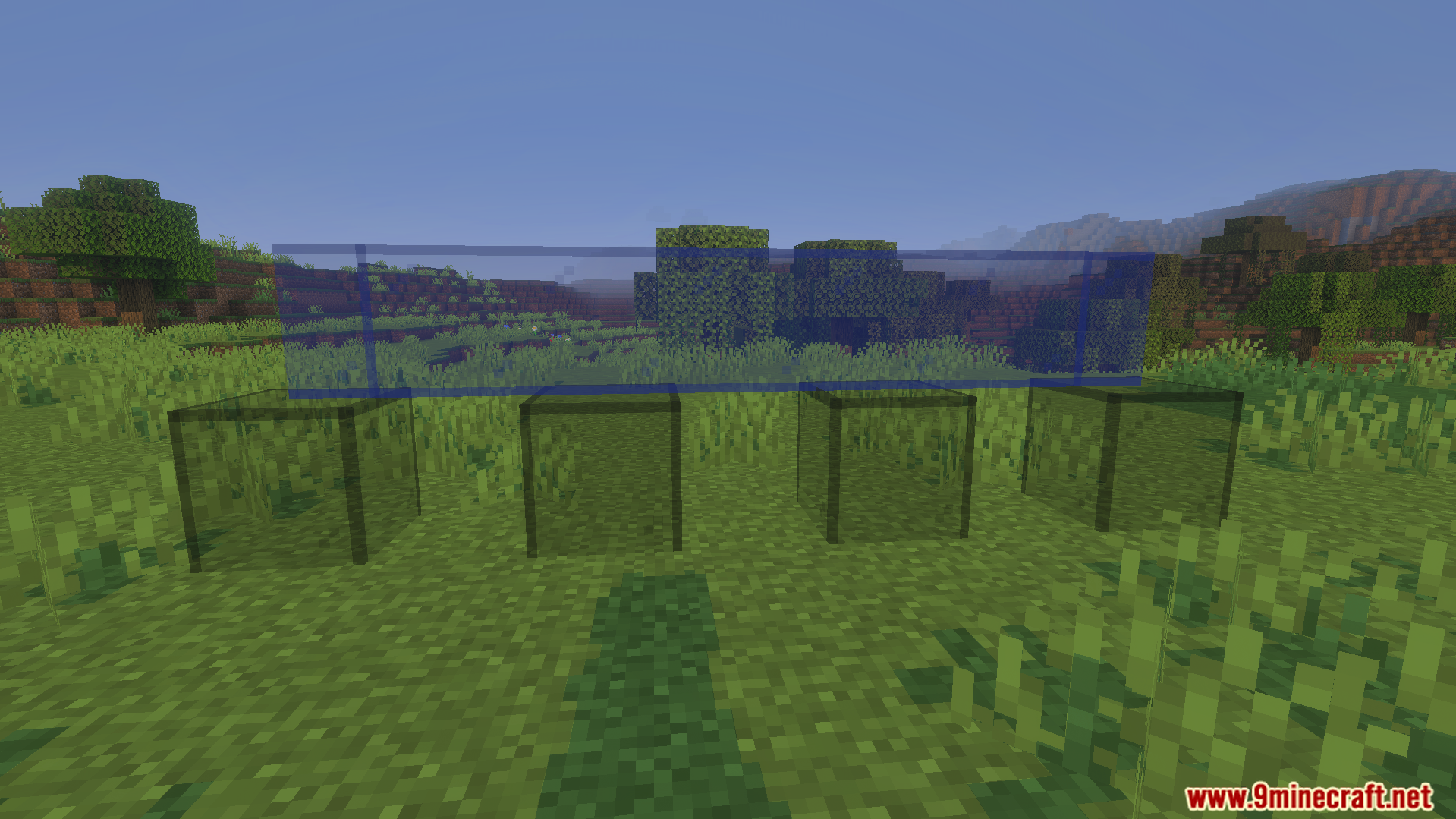 KwZs Connected Glass Addon Screenshot 3 KwZs Connected Glass Addon showing blue glass blocks connected without lines