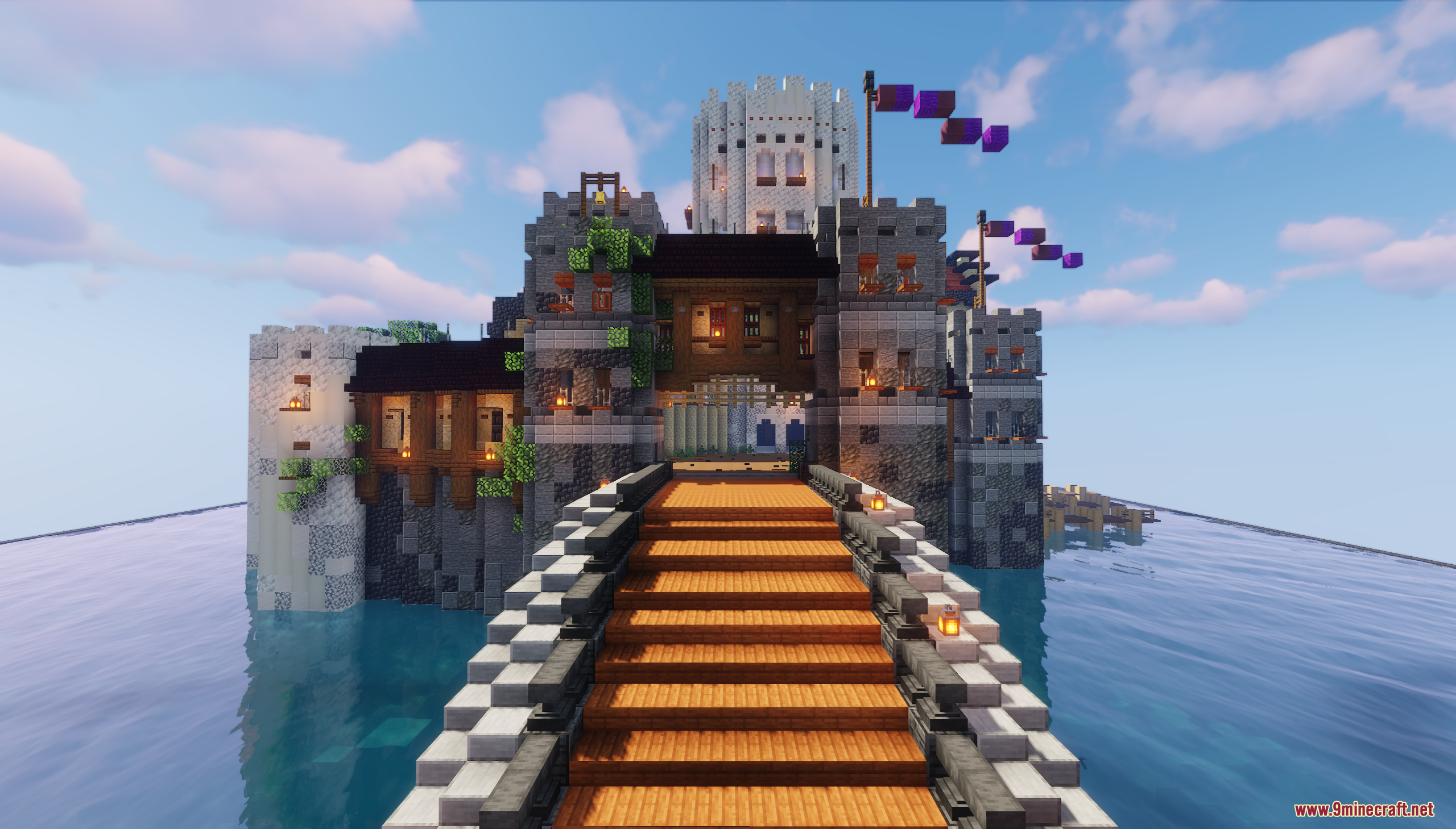 Lake Castle Map Screenshot 8 Looking across a wooden bridge towards the main entrance of a stone castle