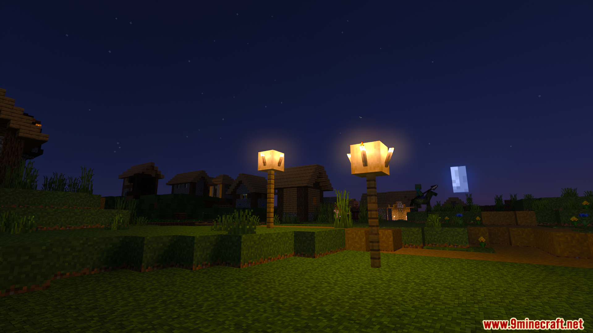 Special lighting effects create a beautiful glow in the village