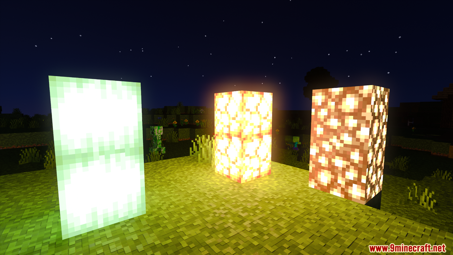 Special lighting details improve the look of various glowing blocks