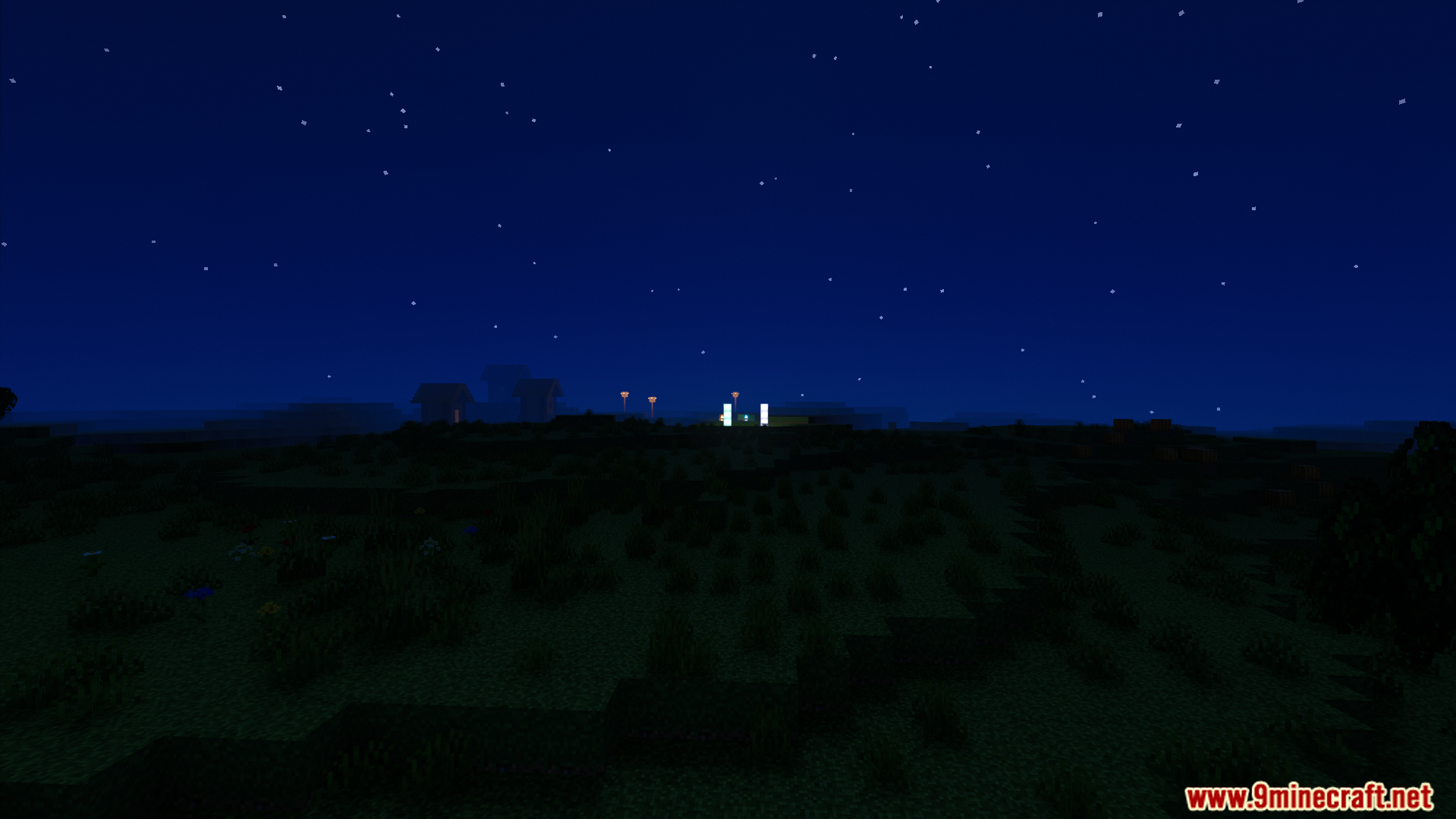 Beautiful volumetric fog enhances the atmosphere of a dark starry night