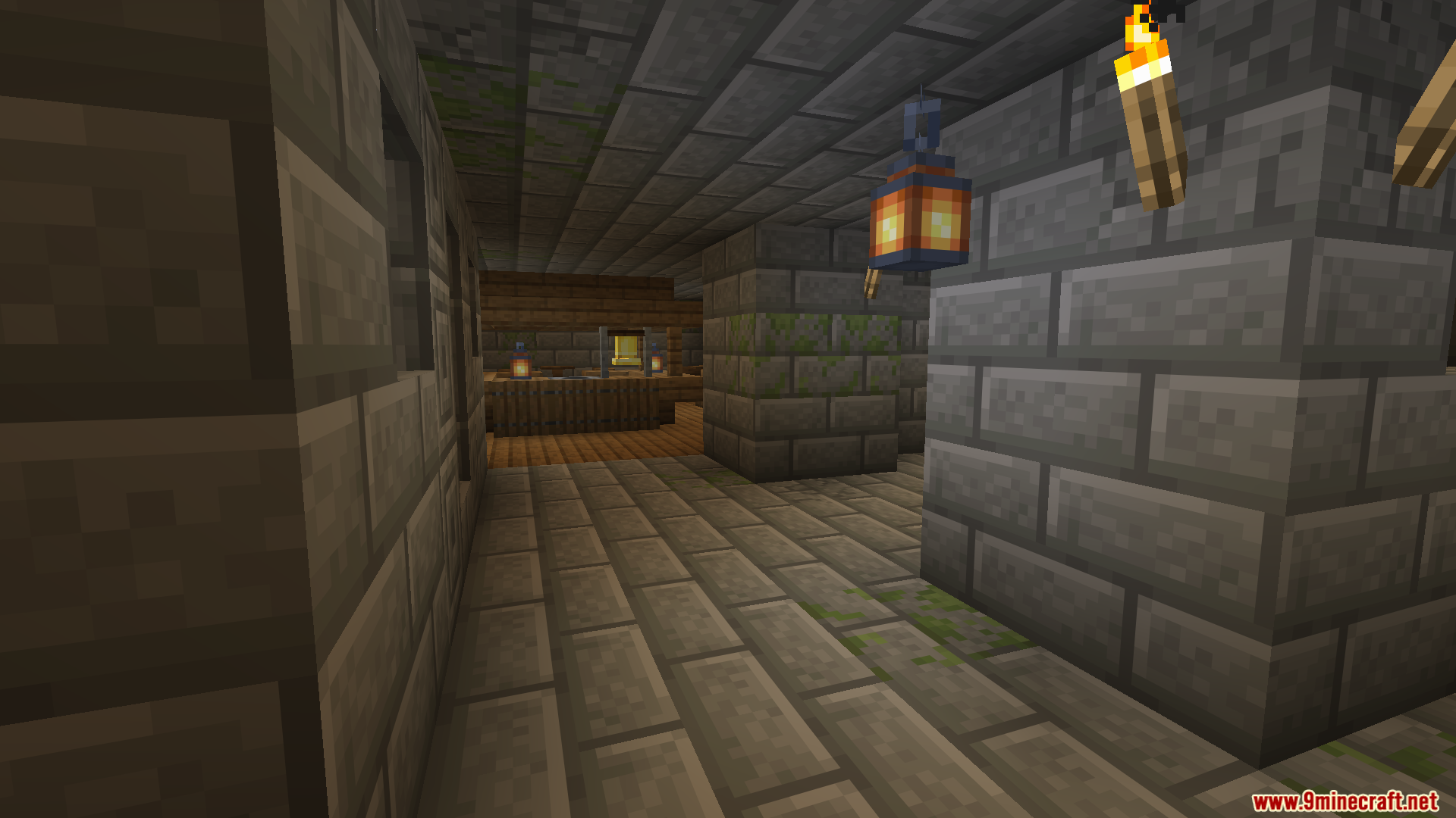 A stone corridor inside an underground village structure