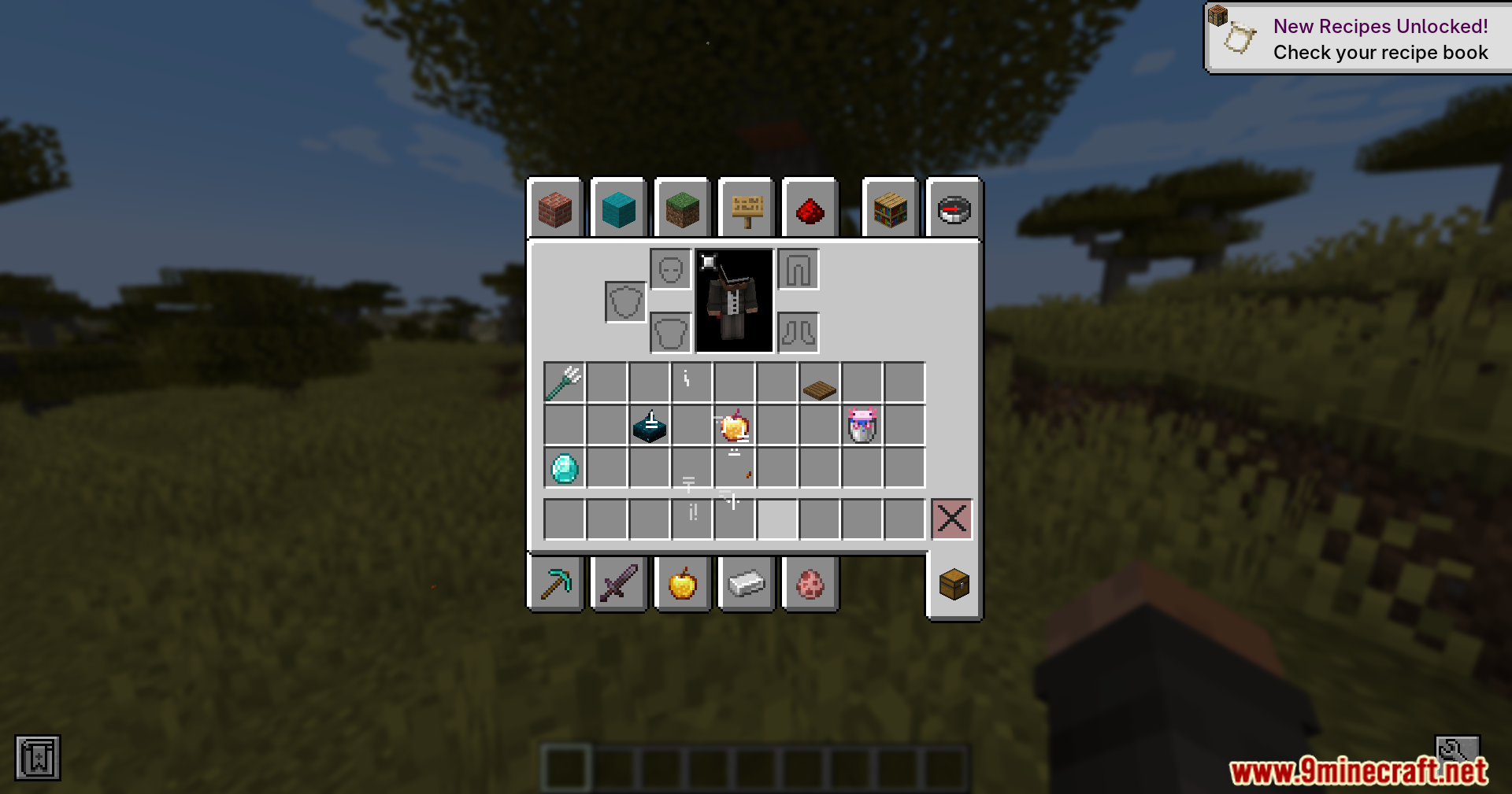Placing a golden apple into the player's inventory