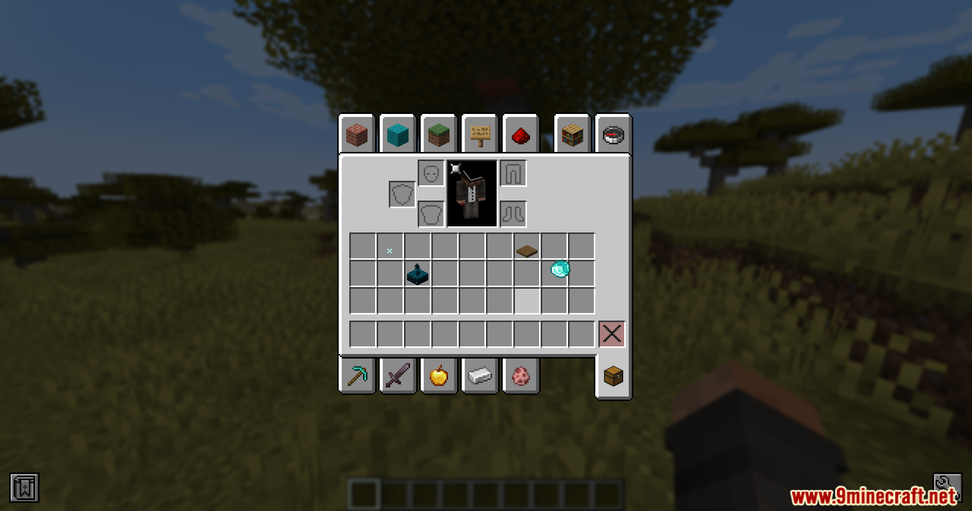 The held item sways with physics in the menu