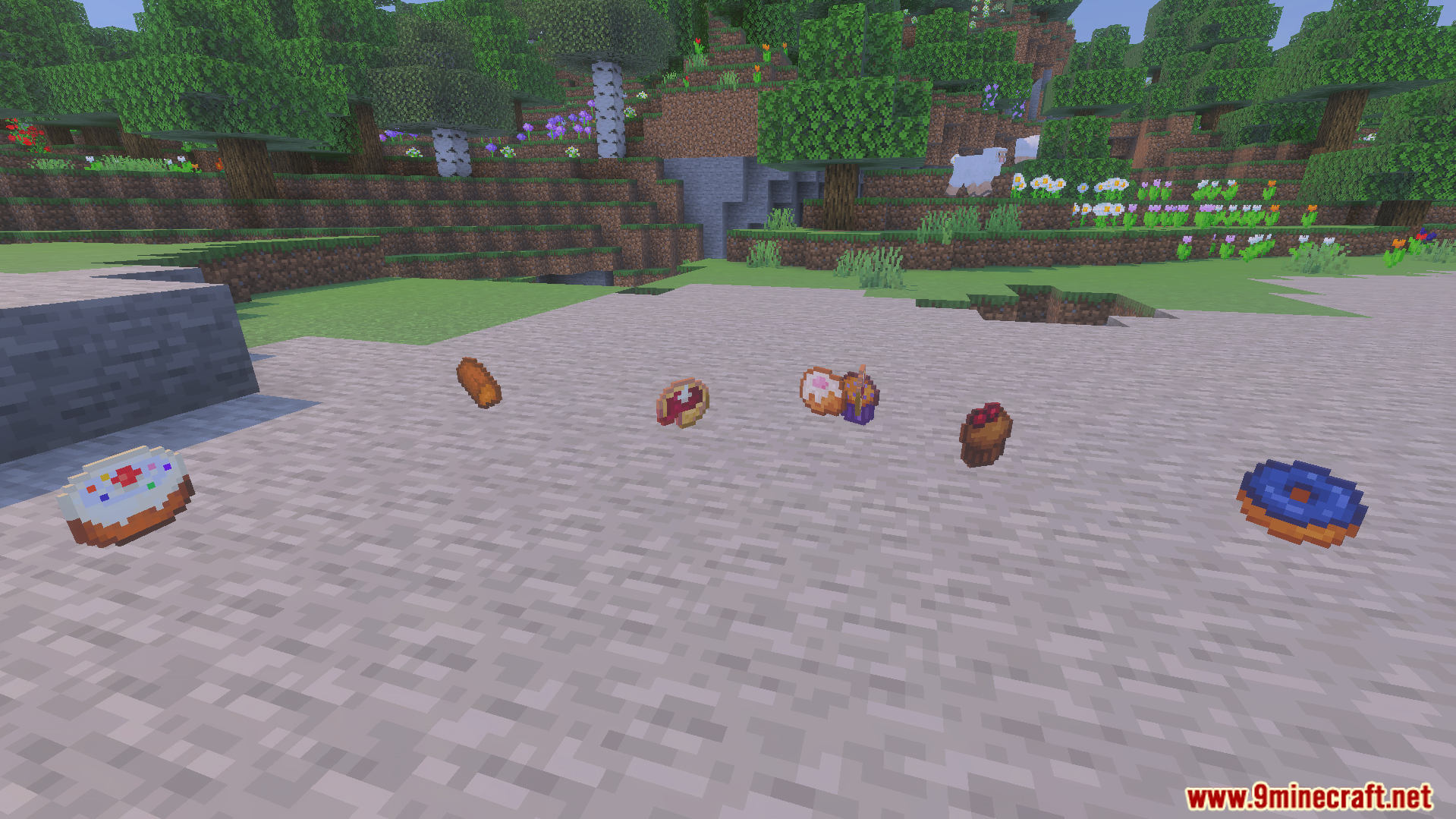 Loyallays Food Expansion Addon Screenshot 5 Various new food items like donuts and cupcakes dropped on the ground