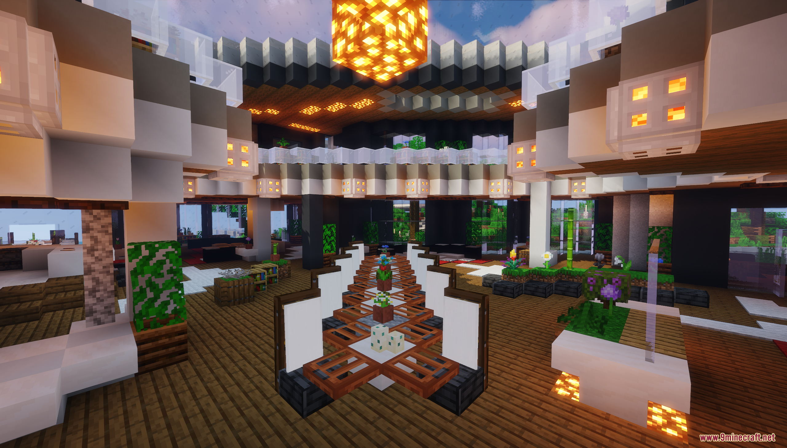 The grand dining hall inside the luxury mansion
