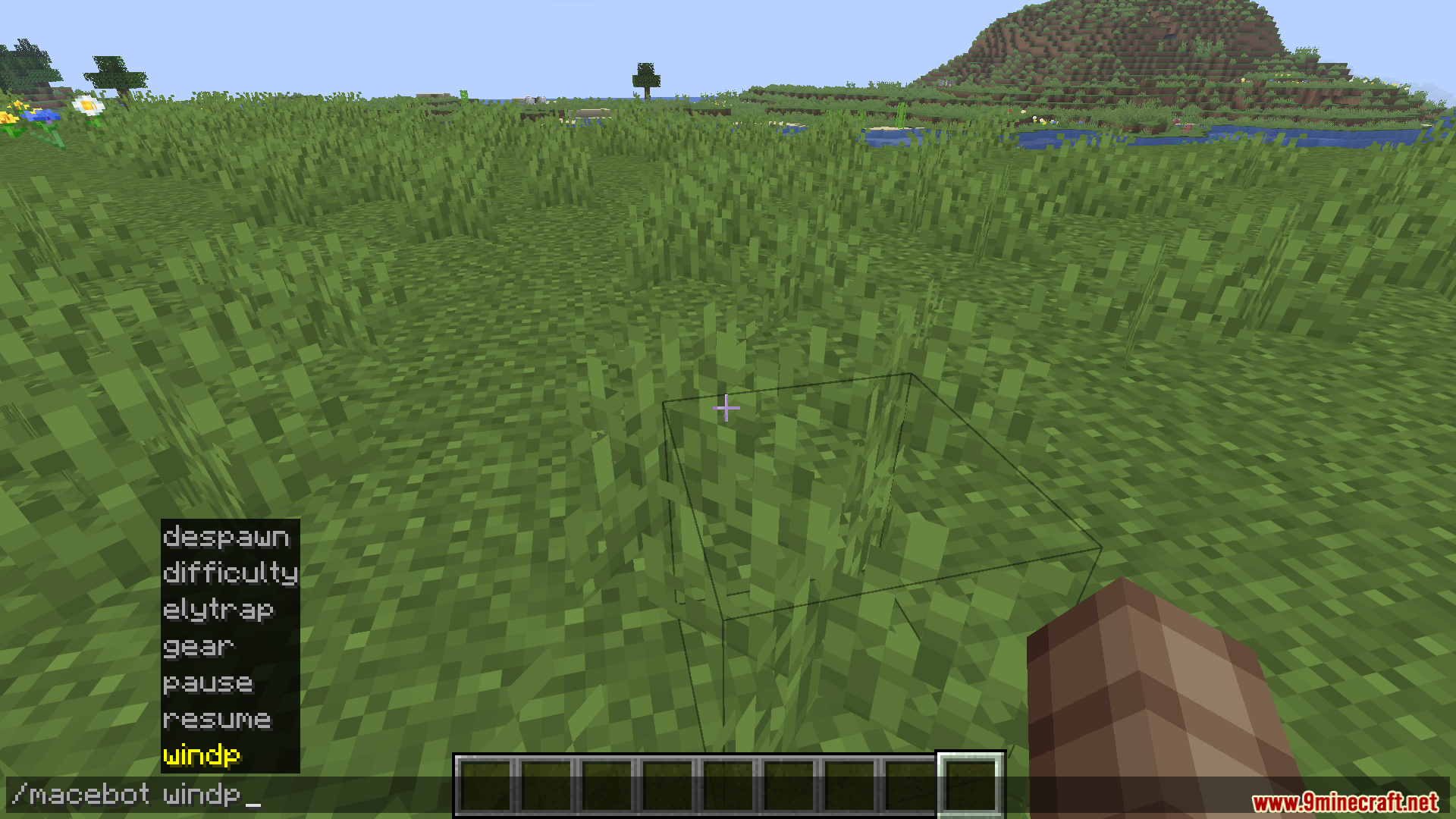 Mace PVP Traning Bot Mod Screenshot 1 Player typing a command in the chat to spawn a training bot