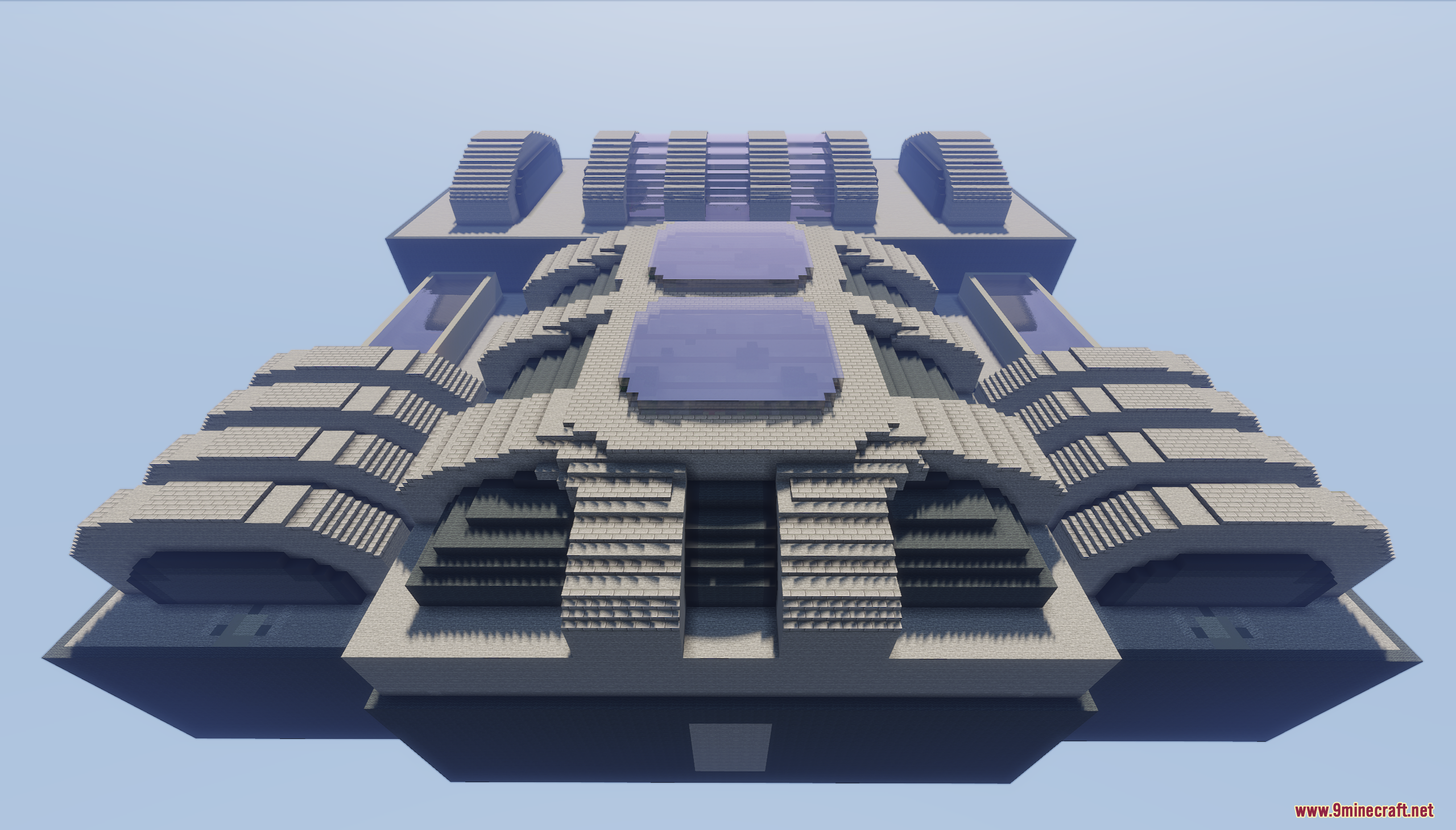 Maga Dungeon Map Screenshot 1 Large futuristic white building with purple glass windows for Maga Dungeon Map