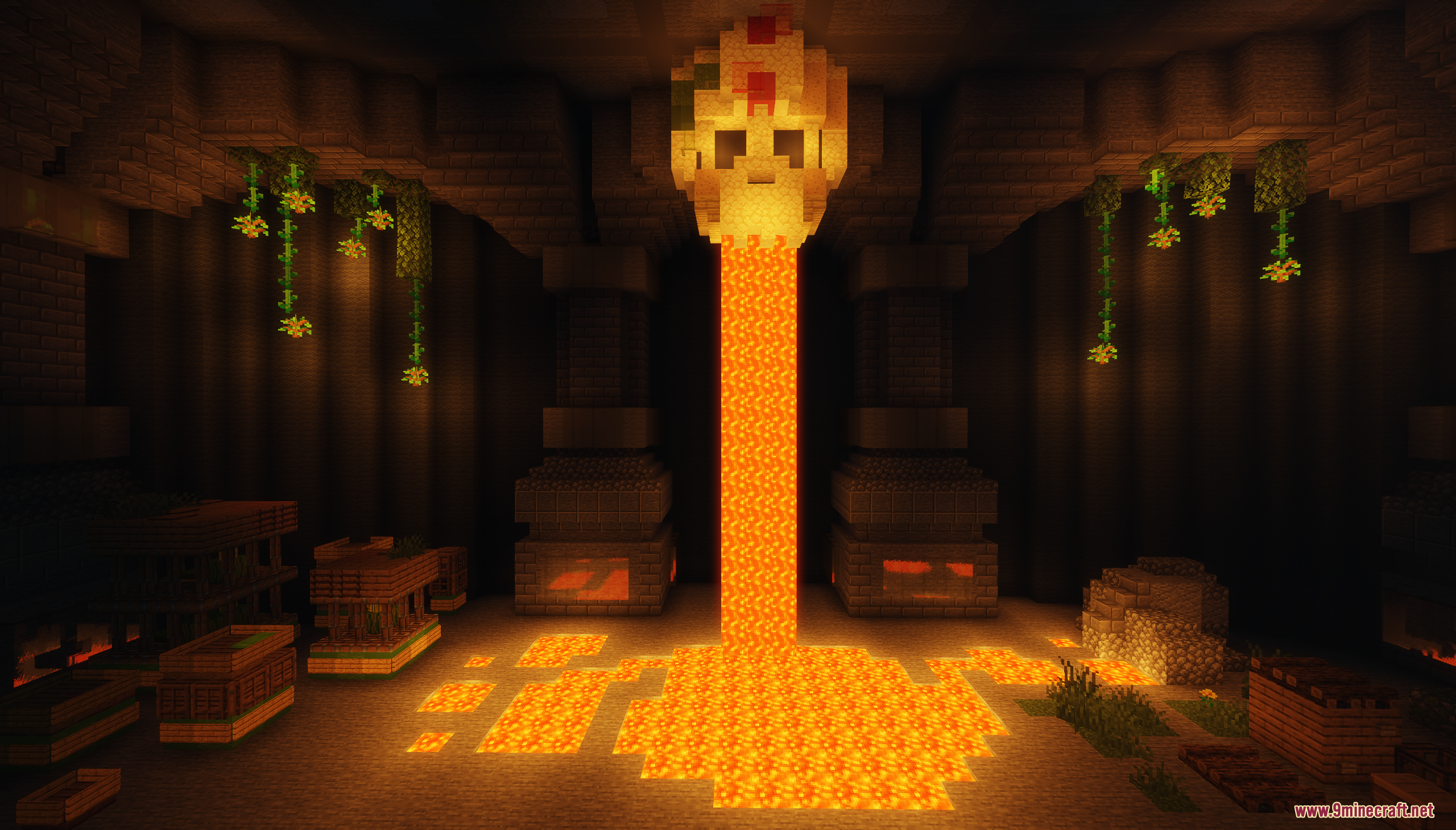 Maga Dungeon Map Screenshot 7 A giant skull pours lava from its mouth into a glowing pool