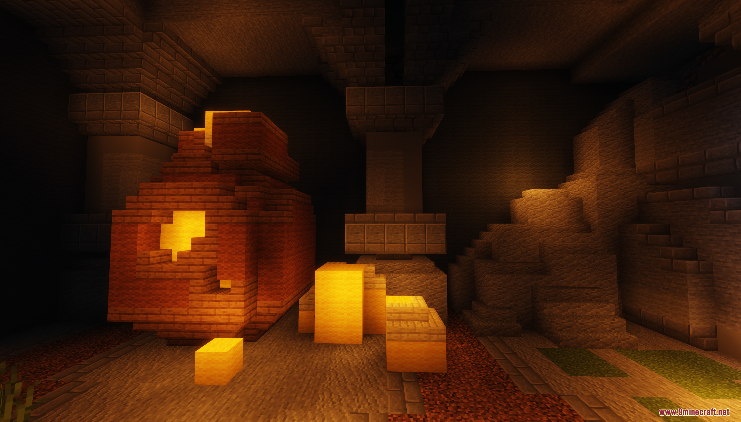 Maga Dungeon Map Screenshot 9 Glowing orange blocks and gold piles inside a dark underground stone chamber