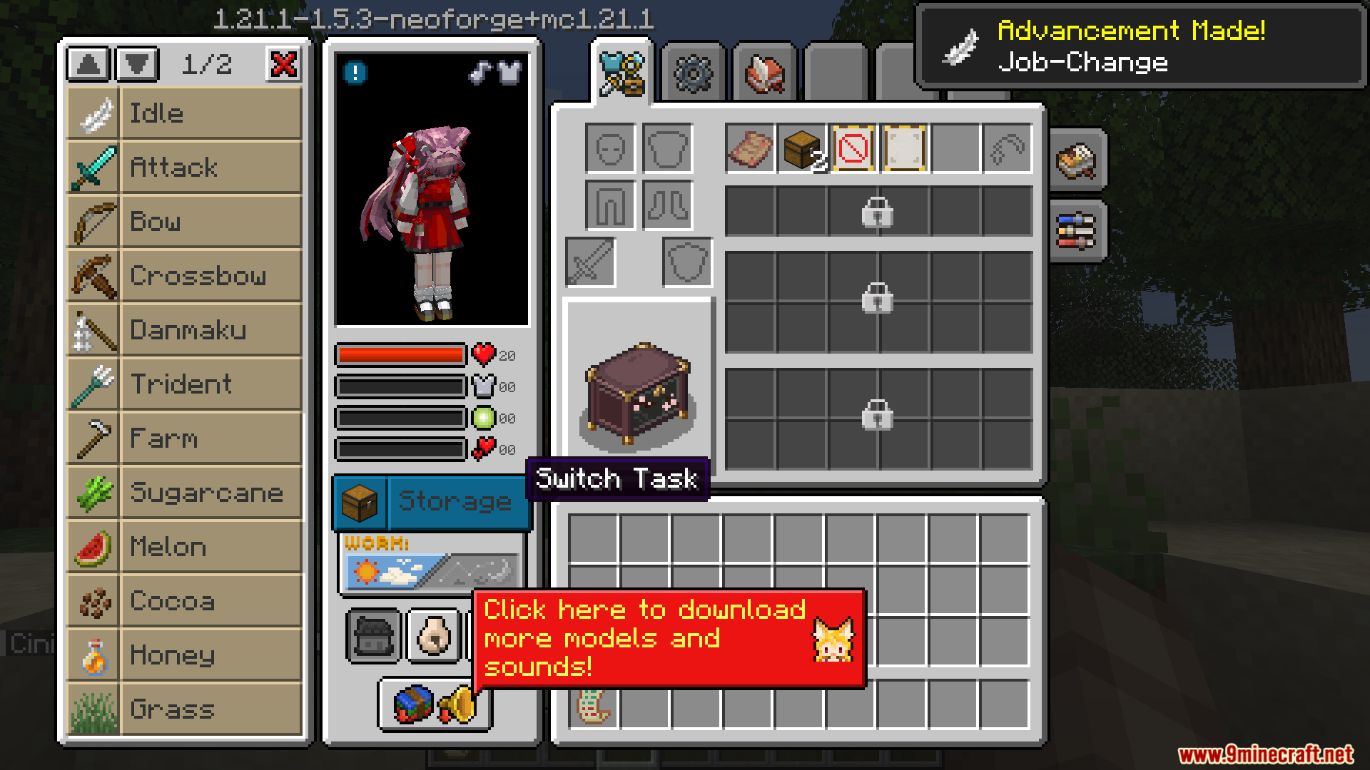 Maid Storage Manager Mod Screenshot 7 Player selecting the storage task for a maid in the inventory menu