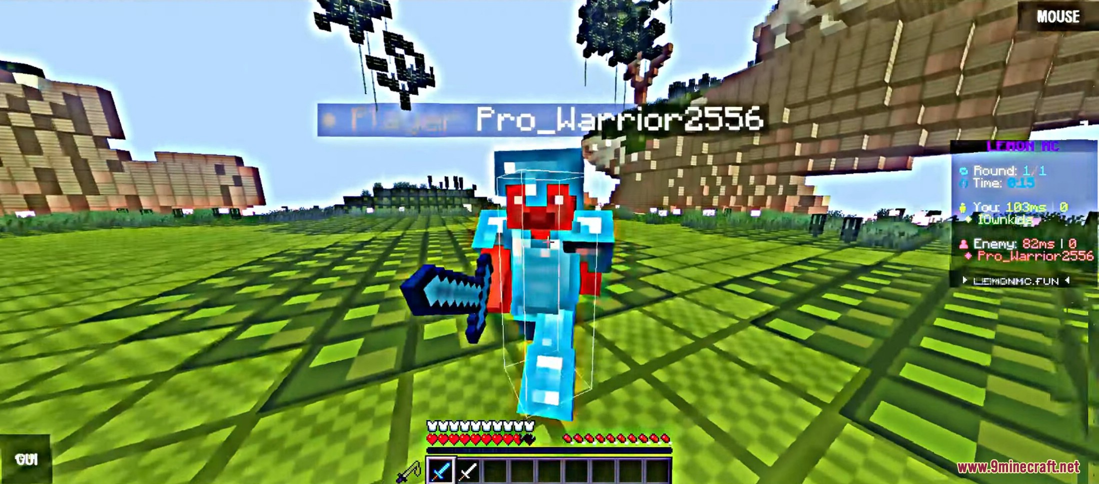 Marlow client user in diamond armor for PvP
