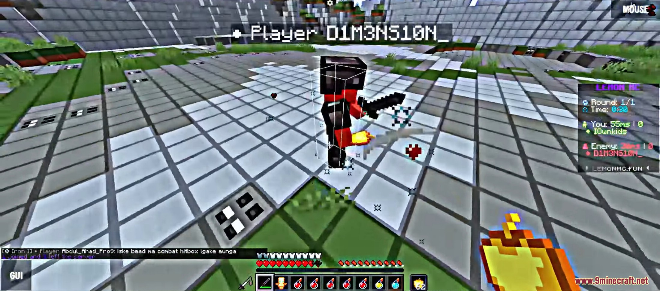 Two players fighting each other in a PvP arena