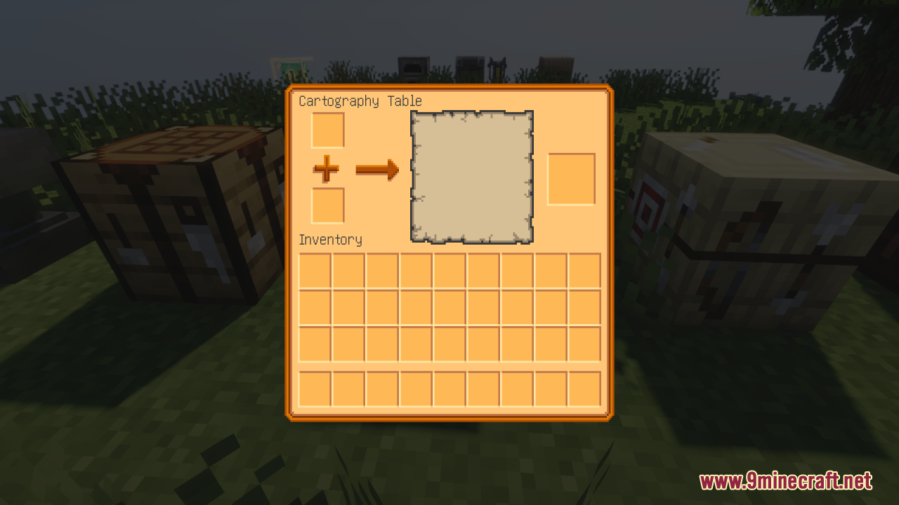Cartography Table interface with a warm, cozy texture pack