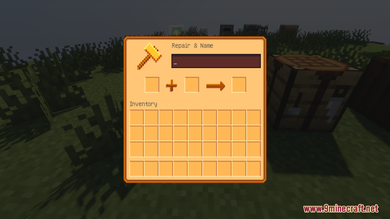 The custom anvil interface for repairing and naming items