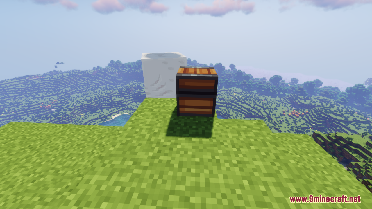 A retextured wooden chest on a grassy hill