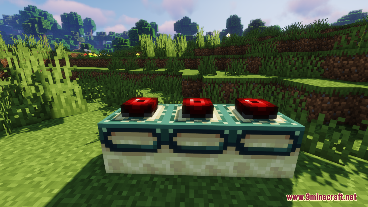 Mechanical Eye Resource Pack Screenshot 3 End Portal frames with red Mechanical Eyes placed inside them