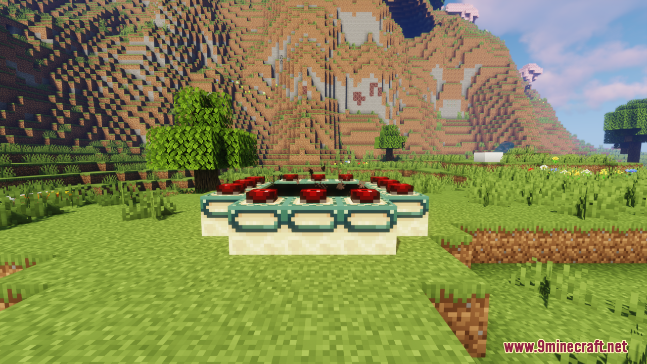 Mechanical Eye Resource Pack Screenshot 6 Activated end portal with red mechanical eyes placed in the frame blocks