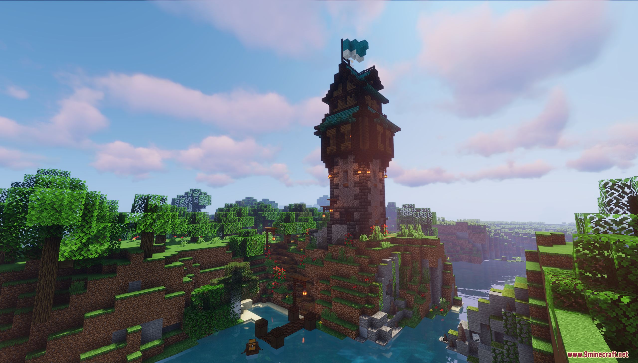 Medieval Fantasy Tower built on a cliff by the water
