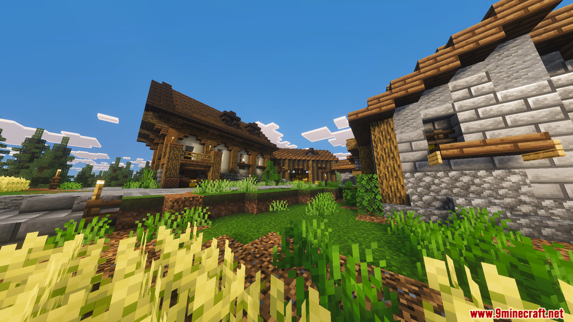Medieval Village Gendrys Tavern Map shows a large stone tavern with wooden roofs
