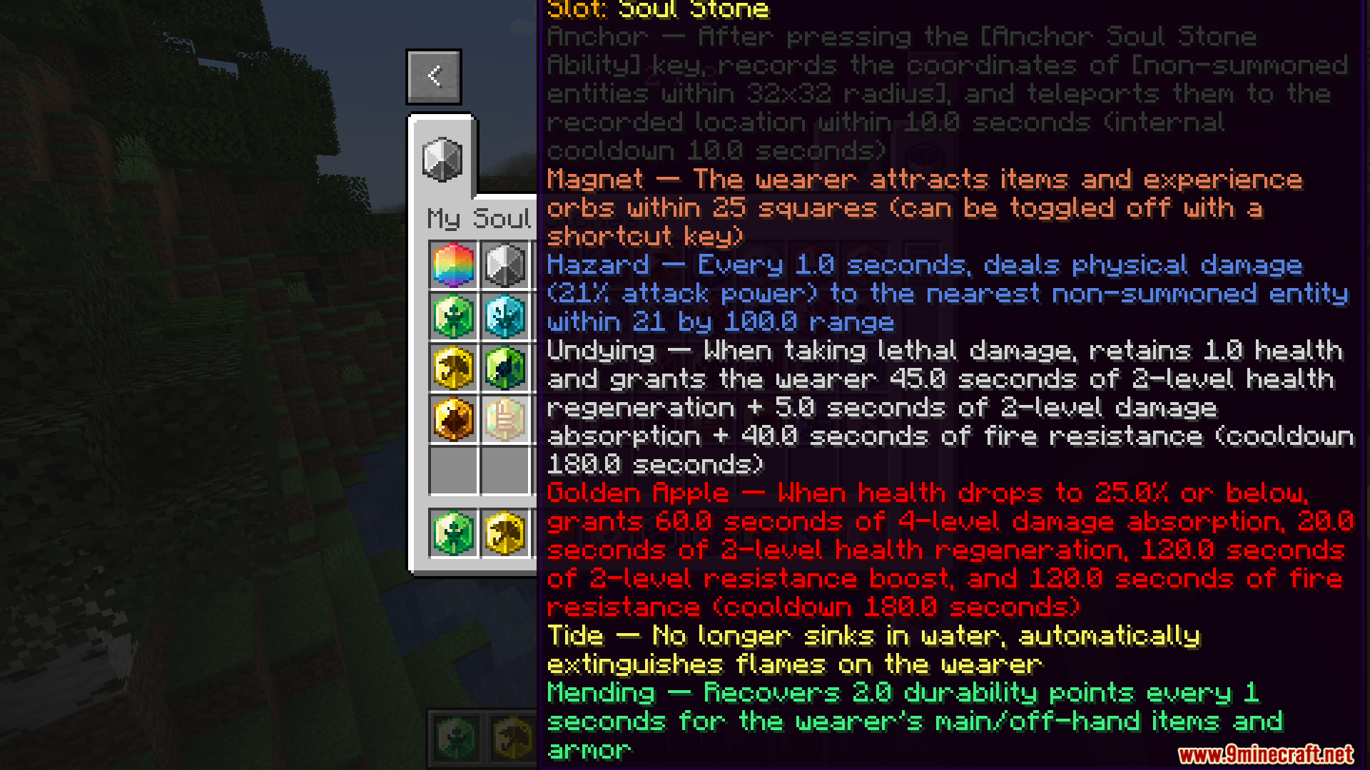 Mine Fargo Mod Screenshot 13 Inventory screen displaying the detailed magical abilities of a Soul Stone accessory