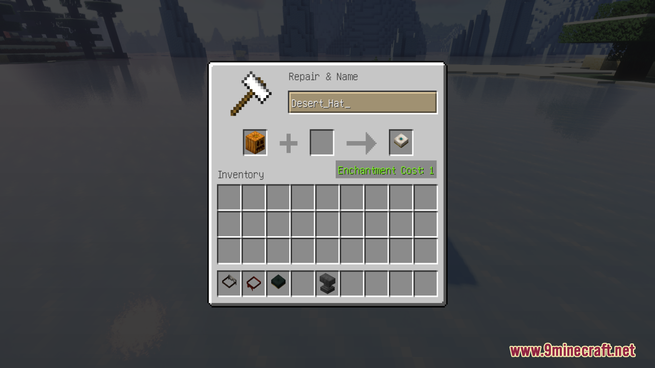 Renaming a carved pumpkin in an anvil to get a Desert Hat