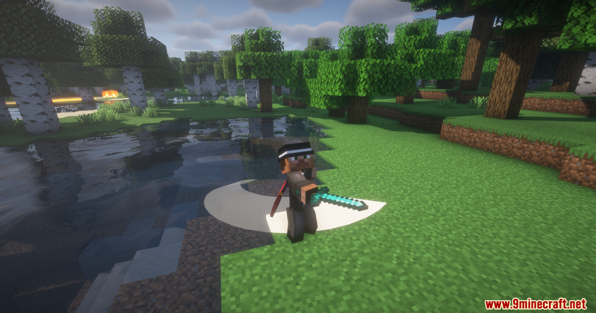 Mo' Bends Modern Port Mod Screenshot 12 Front view of player performing a sword attack with a custom sweeping trail