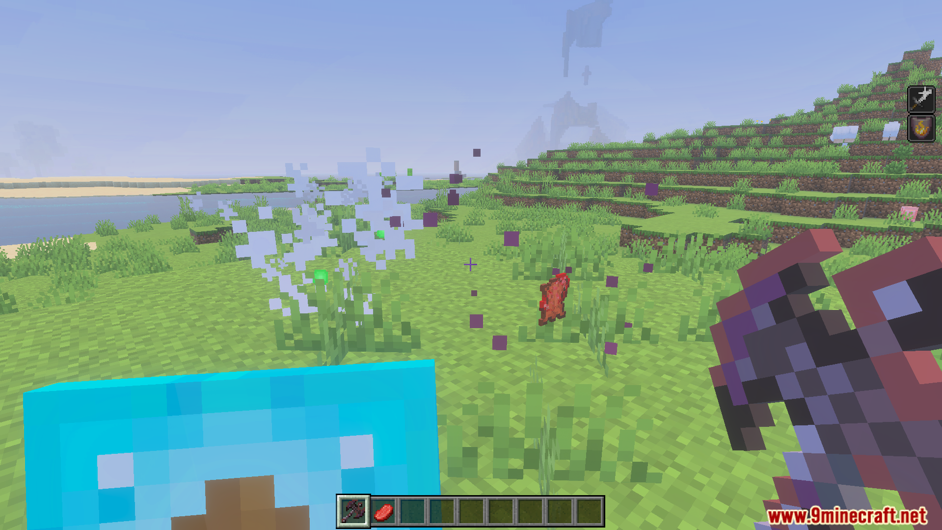 More Vanilla Weapons Complete Addon Screenshot 8 Using a netherite battle axe on an enemy creates special particle effects