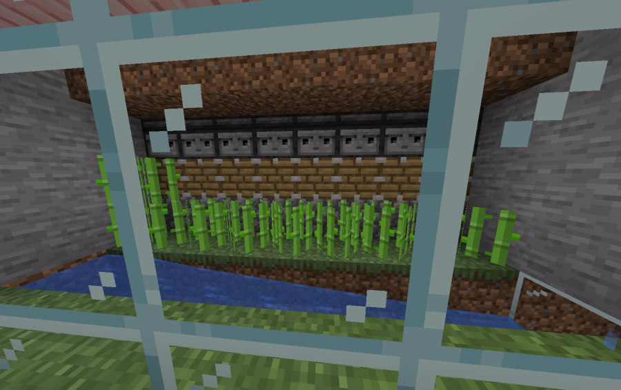 Multi Level Sugarcane Farm Schematic Screenshots 1 Interior view of an automatic sugarcane farm with observers and pistons behind glass