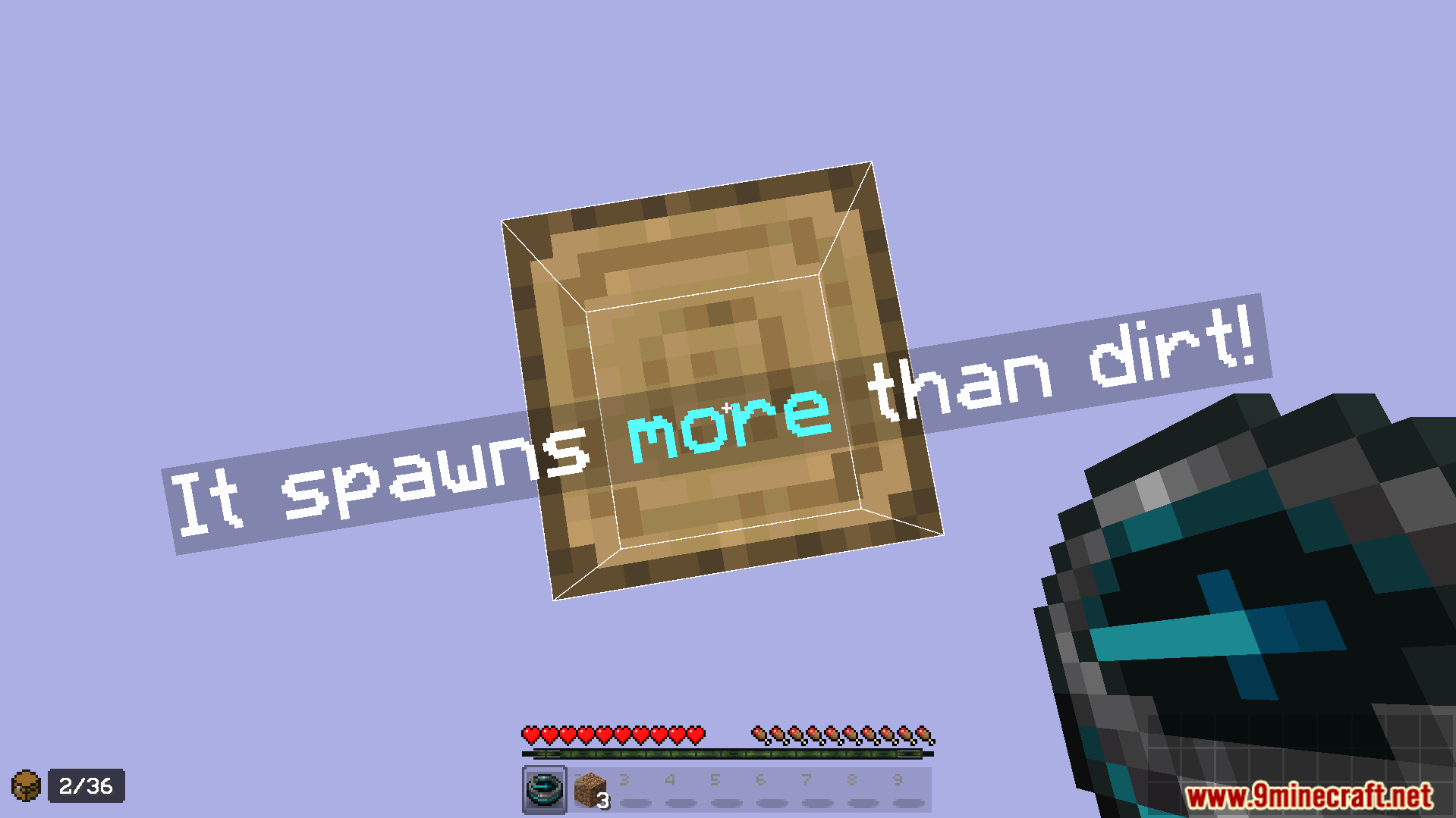 The one block progresses through phases spawning more than just dirt