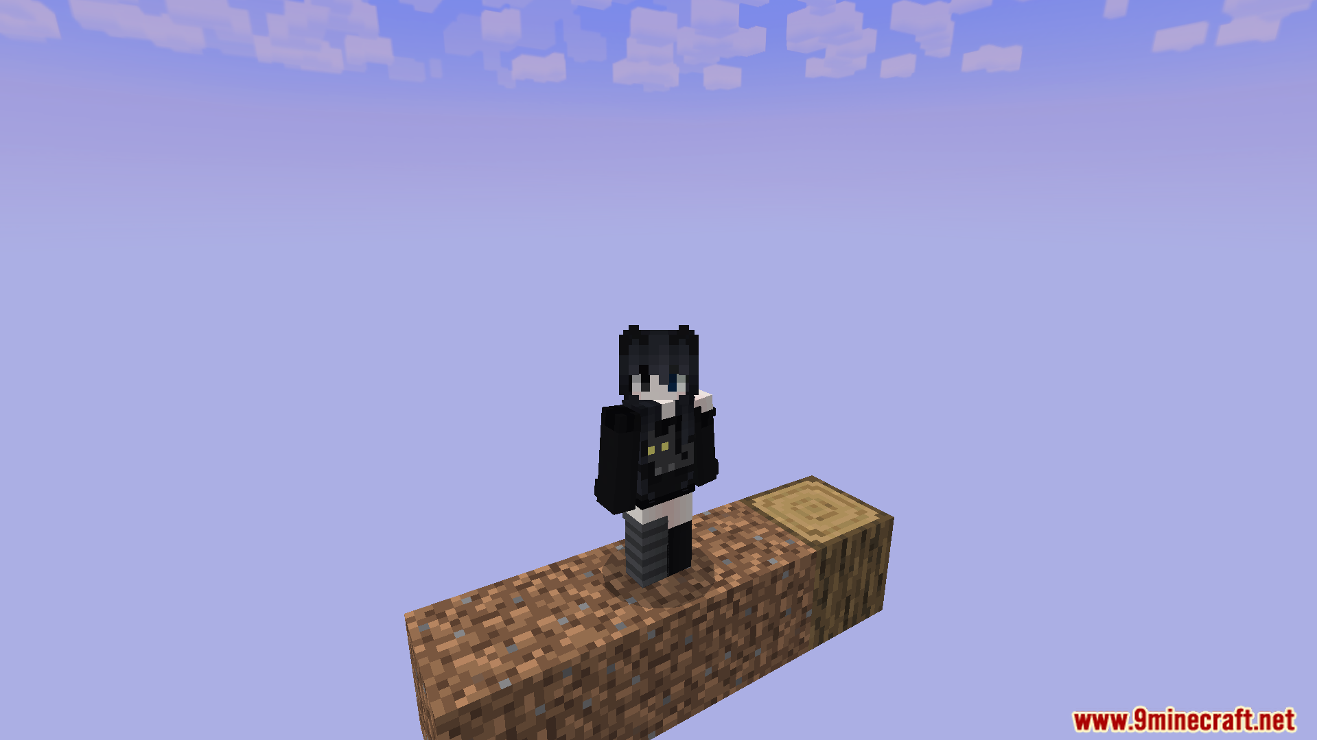 A player stands on their private starting island in the sky