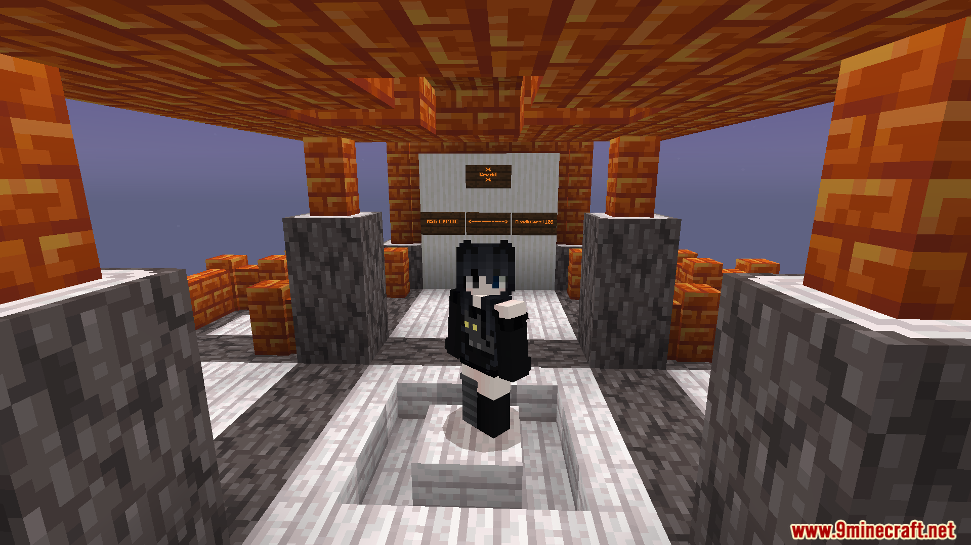 A player stands in the central lobby before starting the challenge