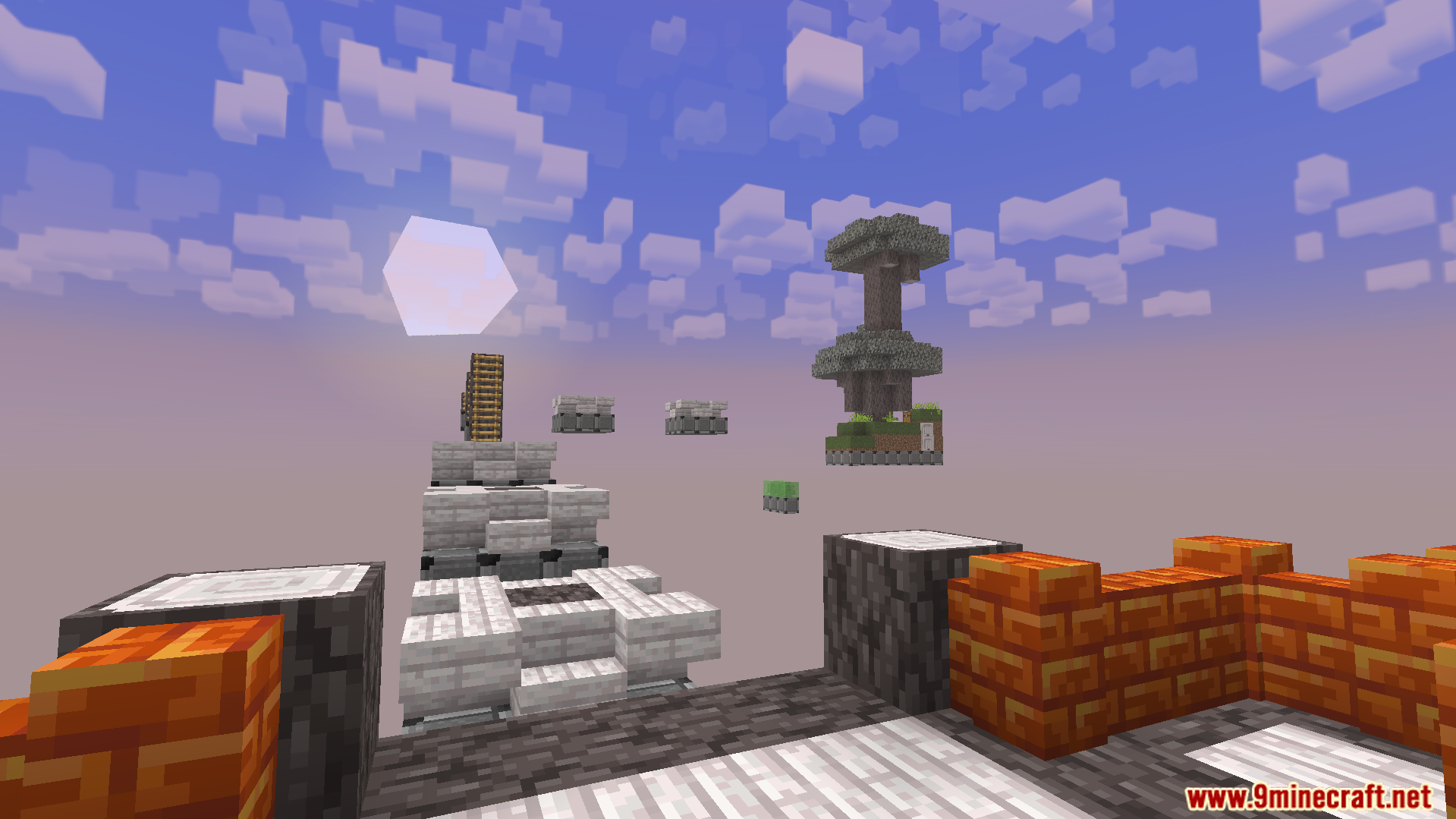 A central lobby offers an optional jumping challenge to other islands