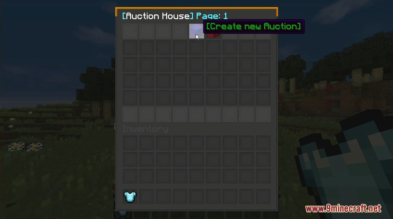 The Auction House interface for creating a new auction