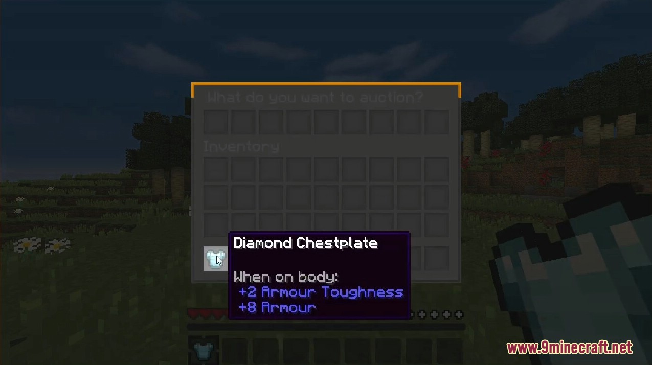 Player putting a Diamond Chestplate up for auction