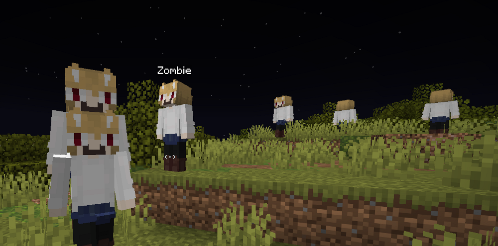 NiceWurst Mod Screenshot 8 Multiple zombies with custom anime girl skins wandering at night