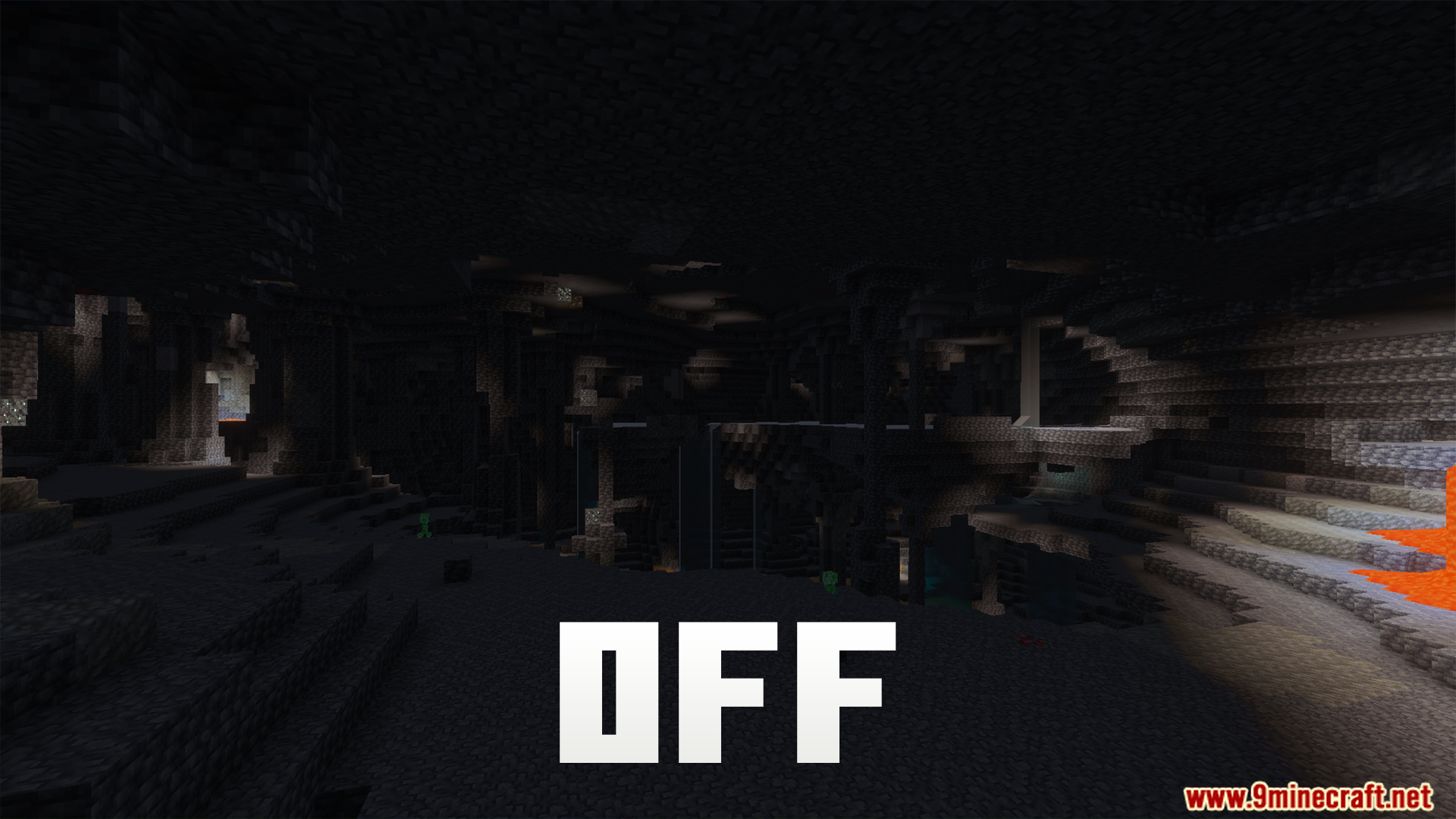 Night Vision Gamma Addon Screenshot 4 Dark cave view showing how the game looks with the addon turned off