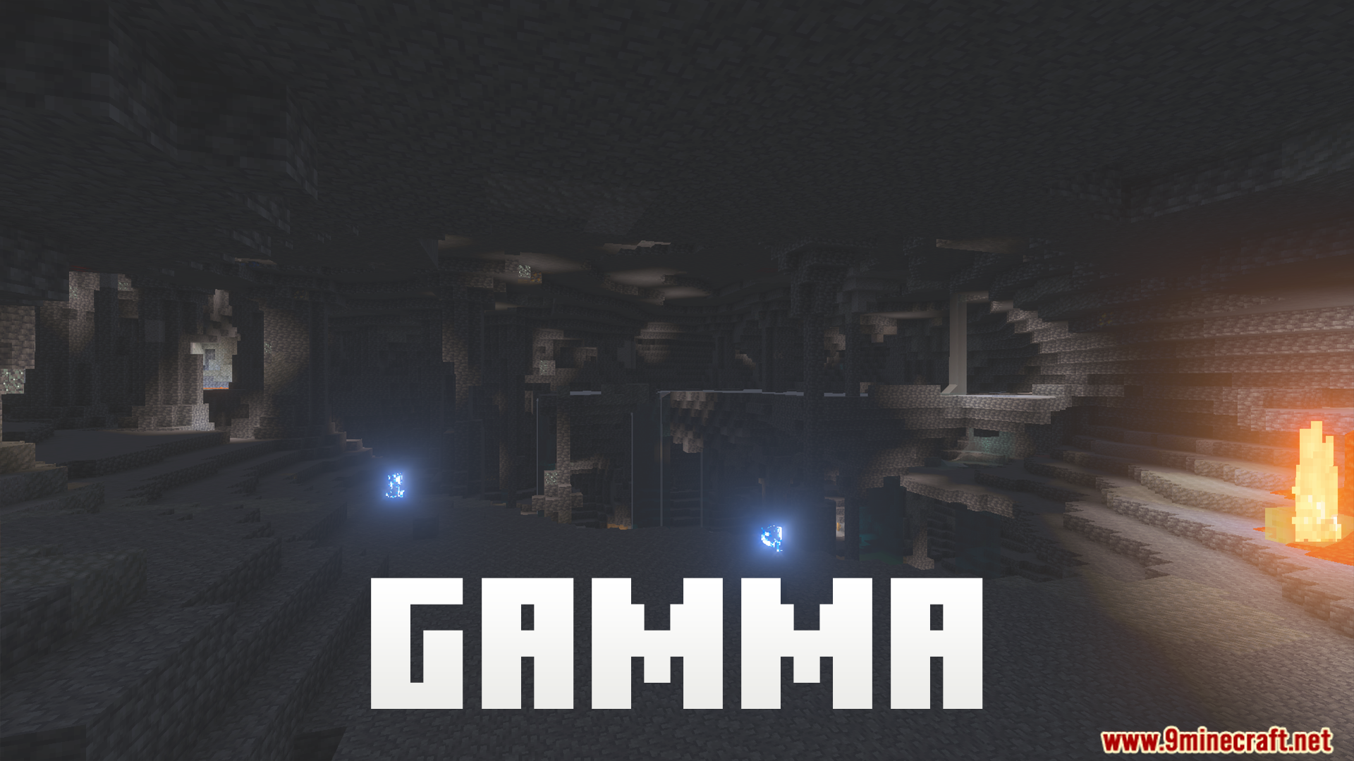 Night Vision Gamma Addon Screenshot 5 A dark cave illuminated by the gamma feature of the addon