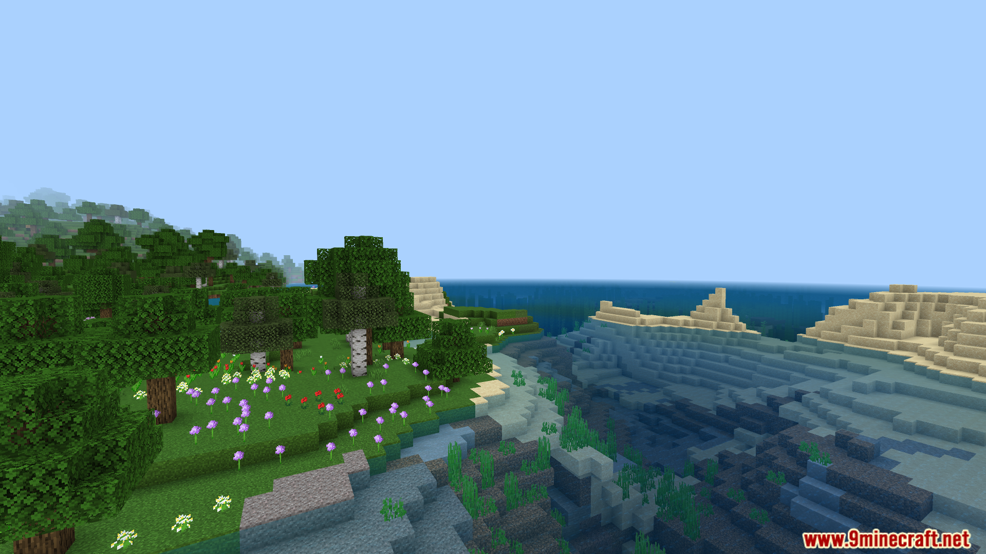 OF FPS Booster Texture Pack Screenshot 4 coastal landscape showing clean water rendering and better visibility for smoother gameplay