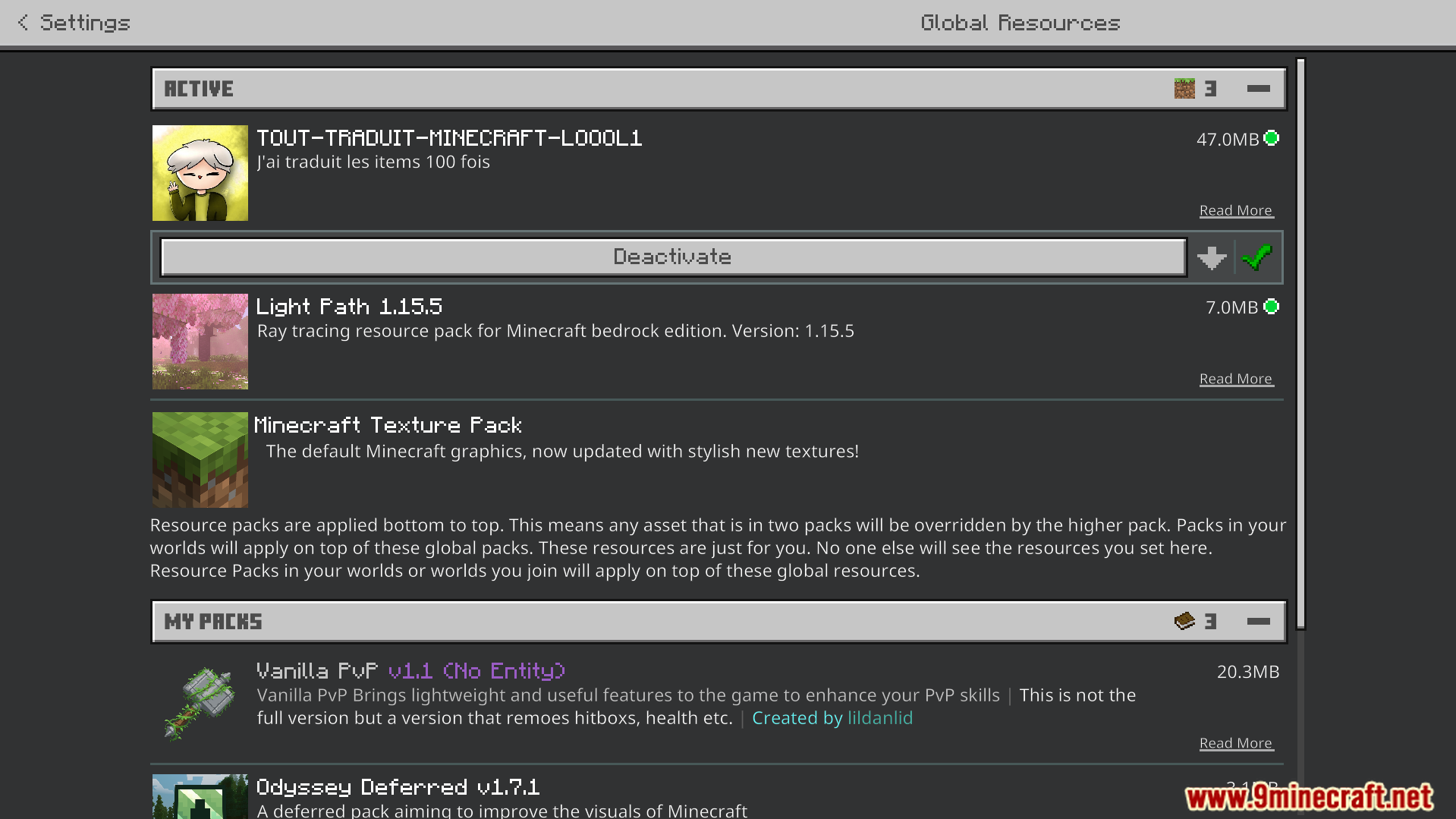 Objet Traduit 100x Natop Texture Pack Screenshot 1 Activating the pack that translates all game names one hundred times
