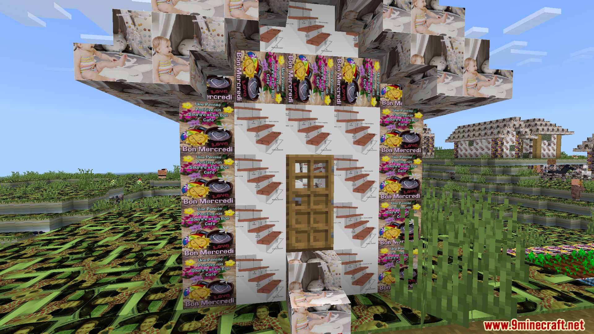 Objet Traduit 100x Natop Texture Pack Screenshot 7 A chaotic house built from blocks with hilariously translated textures