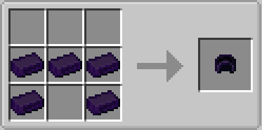Crafting recipe for an obsidian helmet using five obsidian ingots in grid