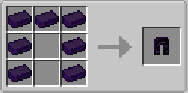 Crafting recipe for obsidian leggings using seven obsidian ingots