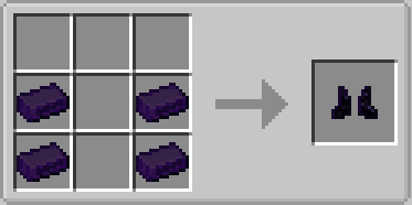 Crafting recipe for obsidian boots using four obsidian ingots in a grid