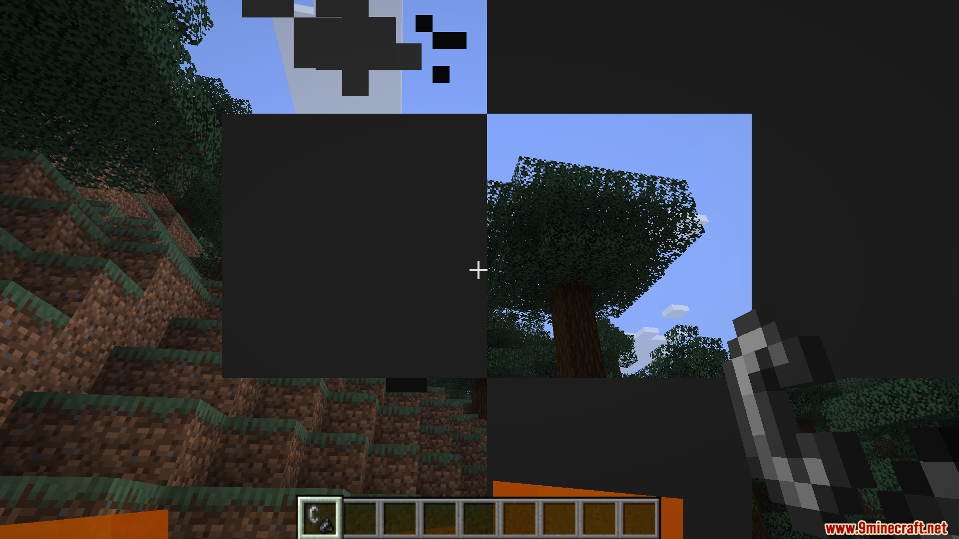 Default Minecraft fire overlay blocking the player's first-person view