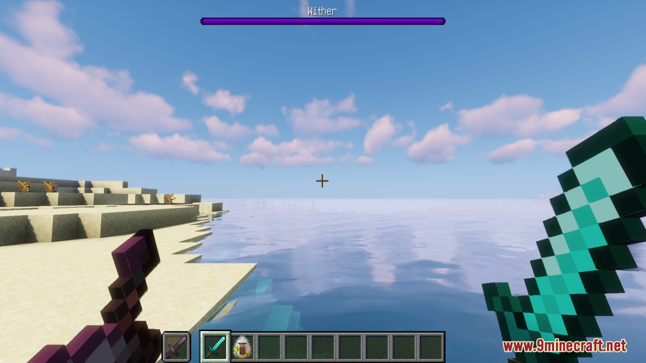Offhand Weapon Holstering Resource Pack Screenshot 1 Player holding a diamond sword in their right hand