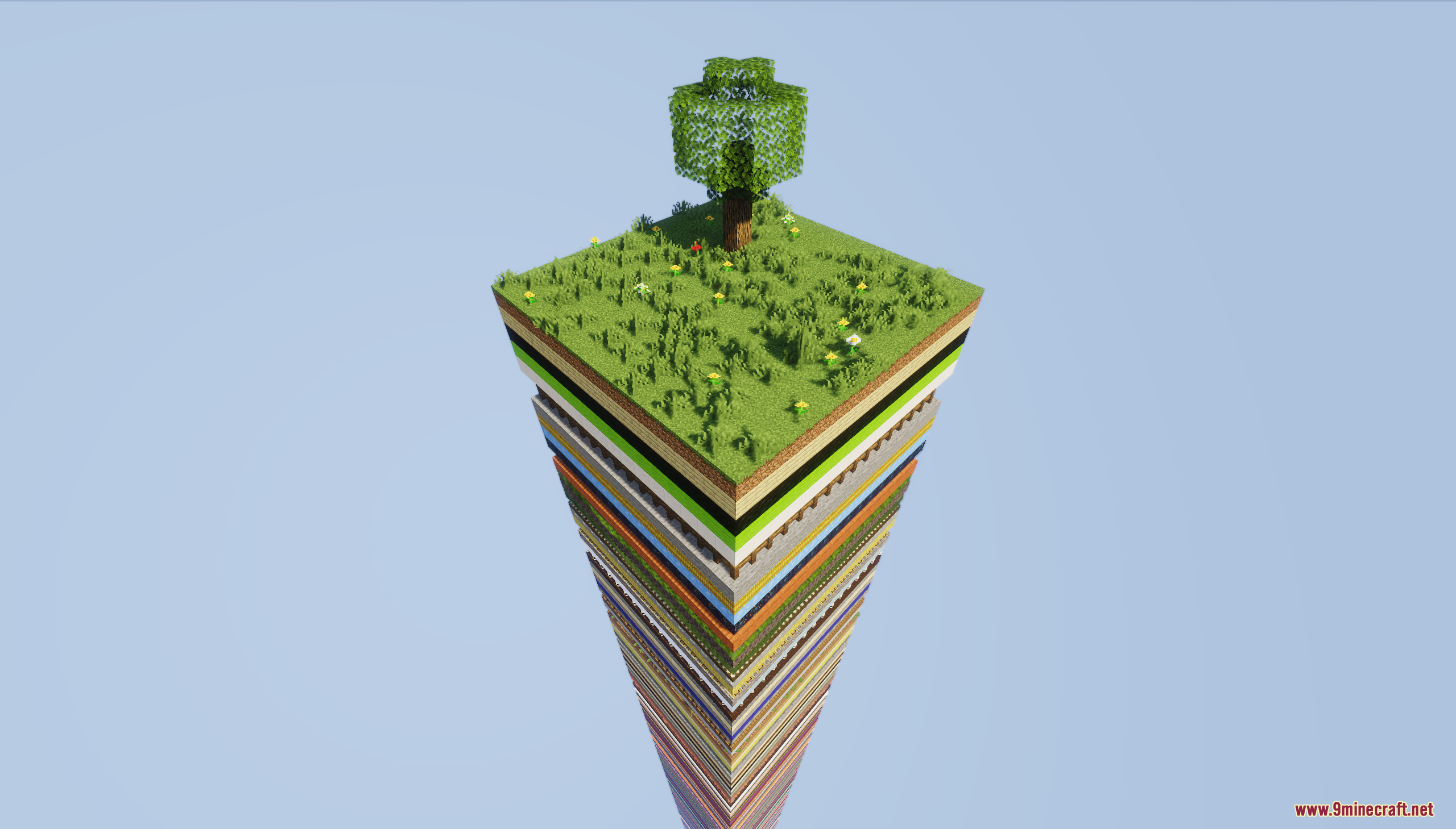 One Chunk Random Layers Map Screenshot 2 Full view of the tall chunk pillar showing various random block layers