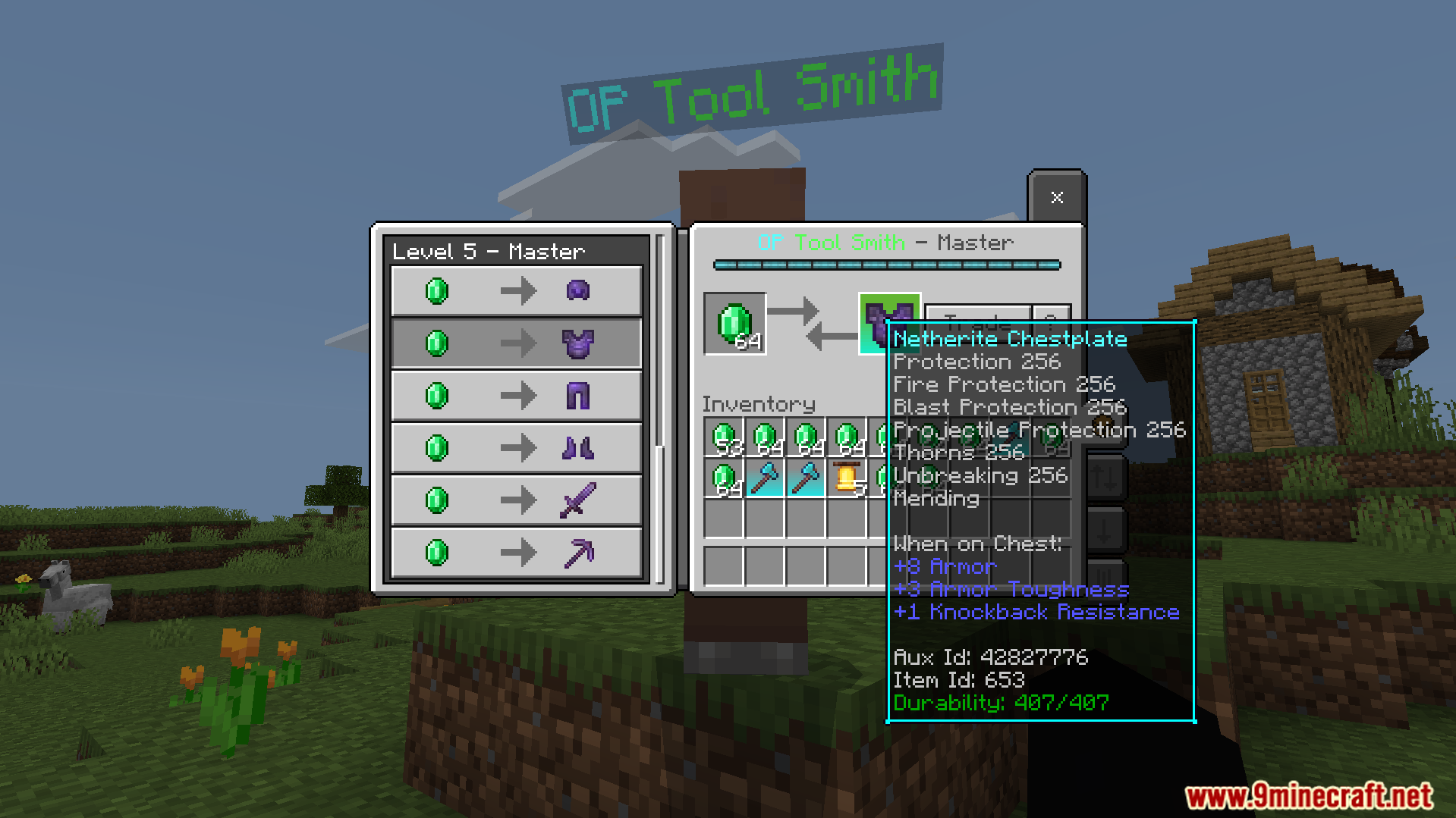 A master tool smith offers an overpowered enchanted Netherite chestplate